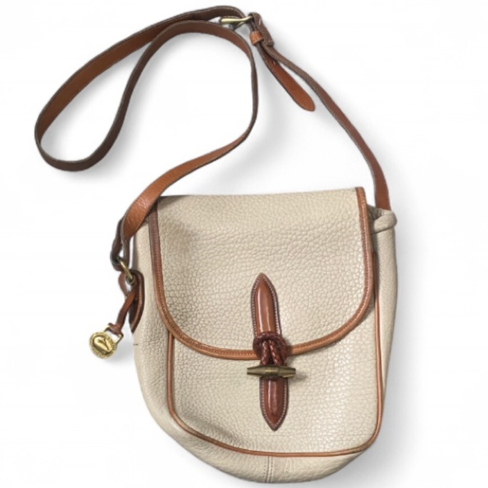 Vintage Dooney and Bourke Cream Brown Trim Leather Bag